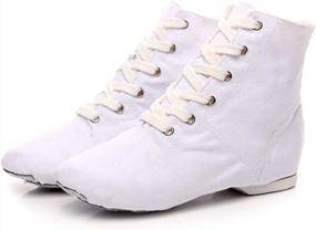 img 2 attached to Women'S DKZSYIM Lace-Up Canvas Dance Shoes Flat Jazz Shoes For Practice - Model GB-JS