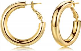 img 4 attached to Серьги-кольца из стерлингового серебра для женщин - легкие серьги-кольца толщиной 5 мм в виде ювелирных украшений в серебре, золоте или розовом золоте - доступны в размерах 20/30/40/50 мм - бренд EPIRORA