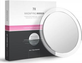 img 4 attached to Mavoro Magnifying Mirror With Suction Cups - Triple Suction Cup Stick On Mirror With 7X Magnification. Portable Travel Makeup Mirror, Magnified Cosmetic Mirror With Cloth. Mirrors For Dorm Decor