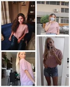 img 2 attached to Summer Casual Pom Pom Chiffon Tops For Women: HOTAPEI Crewneck Short Sleeve Blouses