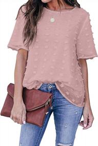 img 4 attached to Summer Casual Pom Pom Chiffon Tops For Women: HOTAPEI Crewneck Short Sleeve Blouses
