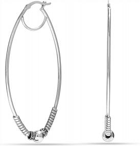 img 3 attached to Make A Statement With LeCalla'S Large Two-Tone Oxidized Balinese Hoop Earrings In 925 Sterling Silver - Perfect For Women