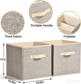 img 2 attached to 📦 fuxi 11" Square Canvas Toy Storage Bins Basket: Collapsible Organizer for Nursery, Kids' Toys, Laundry - Pack of 2