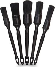 img 4 attached to 🚗 Black Car Detailing Brush Set, 5 Pack – Ideal for Cleaning Wheels, Interior, Exterior, and Leather Surfaces