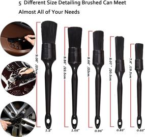 img 1 attached to 🚗 Black Car Detailing Brush Set, 5 Pack – Ideal for Cleaning Wheels, Interior, Exterior, and Leather Surfaces