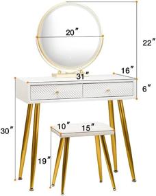 img 1 attached to Transform Your Space With YOURLITE Adjustable Vanity Table Set - Perfect For Makeup And Dressing