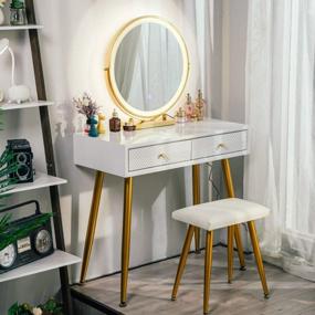img 4 attached to Transform Your Space With YOURLITE Adjustable Vanity Table Set - Perfect For Makeup And Dressing