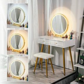 img 3 attached to Transform Your Space With YOURLITE Adjustable Vanity Table Set - Perfect For Makeup And Dressing