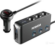 enhanced cigarette lighter splitter: nddi power 12v/24v 3-socket car adapter with 20w pd3.0 usb-c, quick charging qc3.0 usb ports, led display voltage, upgraded on/off switch logo