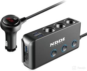 img 4 attached to Enhanced Cigarette Lighter Splitter: NDDI POWER 12V/24V 3-Socket Car Adapter with 20W PD3.0 USB-C, Quick Charging QC3.0 USB Ports, LED Display Voltage, Upgraded On/Off Switch