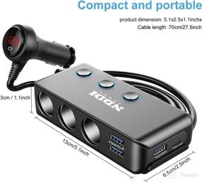 img 3 attached to Enhanced Cigarette Lighter Splitter: NDDI POWER 12V/24V 3-Socket Car Adapter with 20W PD3.0 USB-C, Quick Charging QC3.0 USB Ports, LED Display Voltage, Upgraded On/Off Switch