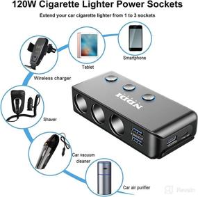 img 2 attached to Enhanced Cigarette Lighter Splitter: NDDI POWER 12V/24V 3-Socket Car Adapter with 20W PD3.0 USB-C, Quick Charging QC3.0 USB Ports, LED Display Voltage, Upgraded On/Off Switch