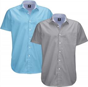 img 4 attached to Big And Tall Men'S Solid Short Sleeve Oxford Button Up Casual Shirts - 2 Pack