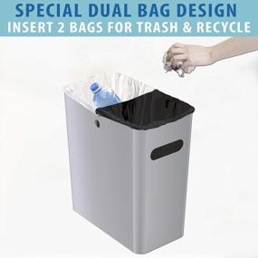 img 1 attached to ITouchless SlimGiant 4.2 Gallon Slim Trash Can With Handles, 16 Liter Plastic Small Wastebasket Hanging Garbage Bin, Magazine/ File Folder Storage Container For Home, Office, Bathroom, Kitchen, Silver