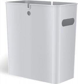 img 4 attached to ITouchless SlimGiant 4.2 Gallon Slim Trash Can With Handles, 16 Liter Plastic Small Wastebasket Hanging Garbage Bin, Magazine/ File Folder Storage Container For Home, Office, Bathroom, Kitchen, Silver