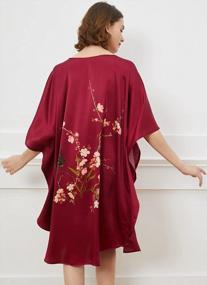 img 3 attached to Women'S 100% Silk Robe Short Bathrobe Nightgown Pajama Sleepwear - Ledamon Classic Batwing Sleeved