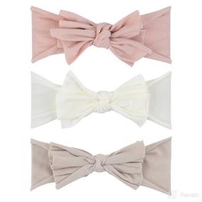 img 4 attached to 🎀 Ely’s &amp; Co. Bow Headband Set for Baby Girl 0-12 Months - Blush Pink, Tan, and Ivory (3 Pack)