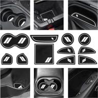 🔲 enhance your dodge challenger interior with custom fit cup holder insert & center console liner trim mats - white логотип