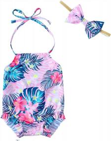 img 4 attached to Cute Pineapple Printed Baby Girl One Piece Swimsuit - Backless Halter Swimwear For Infants 3-24 Months