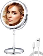 💡 brightinwd 8 inch rechargeable lighted makeup mirror: dimmable lights, 10x magnifying, double-sided vanity mirror with adjustable brightness logo