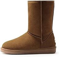 warm and cozy: zgr women's cow suede leather snow boots with fur lining logo