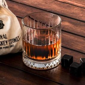 img 2 attached to 🥃 Whiskey Glass and Stones Set - Premium Bourbon Whiskey Glass Gift Set with 12 Whiskey Stones Gift Box for Men, Dad, Husband, Birthdays (Glass Set)