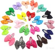 elesa miracle baby girl hair clips: 20pcs grosgrain ribbon snap clips barrettes for toddlers, infants, and kids hair bow logo