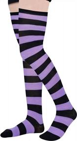 img 3 attached to Zmart Thigh High Socks Striped Stockings Knee High Socks For Women Over The Knee Socks For Teen Girls