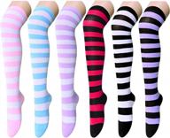 zmart thigh high socks striped stockings knee high socks for women over the knee socks for teen girls logo
