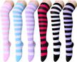 zmart thigh high socks striped stockings knee high socks for women over the knee socks for teen girls logo