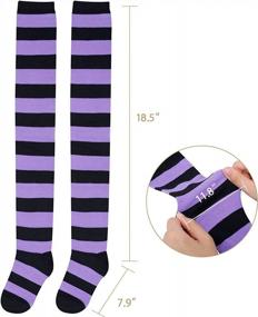 img 2 attached to Zmart Thigh High Socks Striped Stockings Knee High Socks For Women Over The Knee Socks For Teen Girls