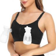 👙 momcozy plus size pumping and nursing bra, enhanced velcro back zipper, adjustable for breast-pumps, large black logo