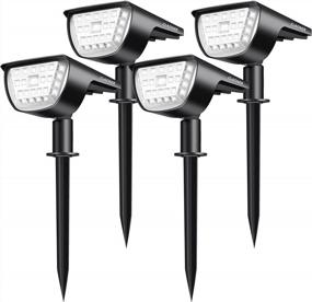 img 4 attached to Claoner 32 LED Solar Spotlights - Brighten Your Outdoor Space With Wireless Waterproof Landscaping Lights!
