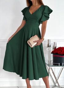 img 2 attached to Stylish Wedding Guest Dresses For Women 2023: V-Neck Midi Rehearsal Dinner Long Dress By Asvivid For Spring And Summer
