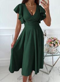 img 1 attached to Stylish Wedding Guest Dresses For Women 2023: V-Neck Midi Rehearsal Dinner Long Dress By Asvivid For Spring And Summer
