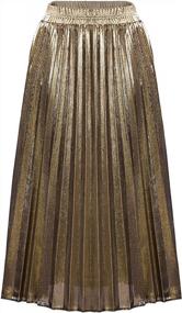 img 2 attached to Premium Metallic Shimmer Accordion Pleated Maxi Skirt For Women By CHARTOU