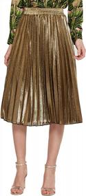 img 3 attached to Premium Metallic Shimmer Accordion Pleated Maxi Skirt For Women By CHARTOU