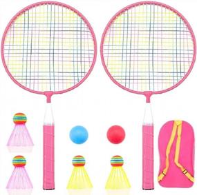 img 4 attached to 2-Pack Durable Nylon Alloy Badminton Racket Set For Kids W/ 4 Badminton + 2 Table Tennis - Indoor & Outdoor Sport Game Fun!