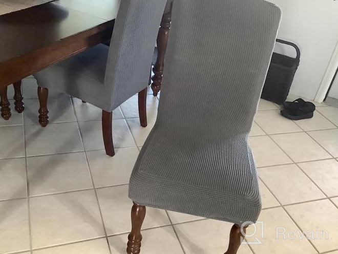 img 1 attached to 6-Pack Stretch Dining Chair Covers In Textured Taupe Checked Jacquard Fabric – Parsons Chair Slipcovers For Dining Room – Chair Protectors To Keep Your Chairs Pristine review by Dawn Atchison