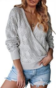 img 4 attached to Chic And Cozy: MEROKEETY Women'S Deep V-Neck Crochet Knit Sweaters