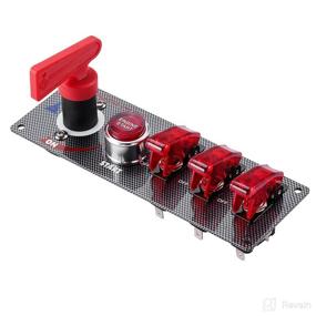 img 3 attached to Enhance Your Racing Experience with Auto Racing Car Ignition Switch Carbon Fiber Surface Panel - 5 in 1 Engine Start Push Button & Carbon Fiber Toggle Switches – 12V LED Panel: Ideal for Racing Sport & Competitive Cars