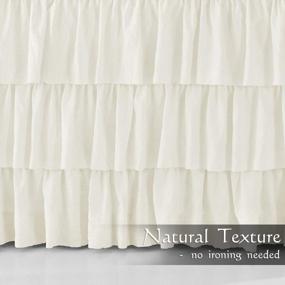 img 2 attached to Queen Size ECHO Bedding Collections 3 Piece Ruffle Skirt Bedspread Set - Ivory Color 30" Drop Ruffled Style