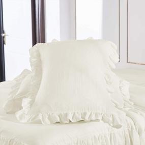 img 1 attached to Queen Size ECHO Bedding Collections 3 Piece Ruffle Skirt Bedspread Set - Ivory Color 30" Drop Ruffled Style