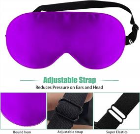 img 2 attached to 2 Pack 100% Real Natural Silk Eye Mask With Adjustable Straps, Beevines Summer Travel Sleeping Mask To Reduce Puffy Eyes (Black & Rich Purple)