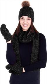 img 3 attached to 3-In-1 Winter Warm Knit Beanie, Scarf, And Mittens Set For Women And Men By Verabella