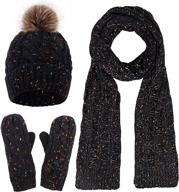 зимний теплый вязаный комплект 3-в-1: шапка, шарф и варежки для женщин и мужчин от verabella логотип