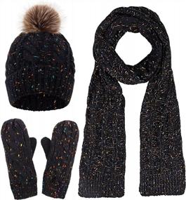 img 4 attached to 3-In-1 Winter Warm Knit Beanie, Scarf, And Mittens Set For Women And Men By Verabella