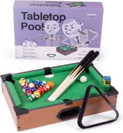 🎱 compact tabletop pool set: mini billiards game with 16 resin balls, 2 pool cues, triangle rack, & chalk – perfect for office, travel, and home use! logo