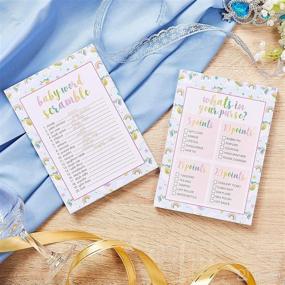 img 2 attached to 👶 Baby Shower Game Card Packs - 50 Guest Assorted Activity Supplies Set, Includes Bingo, Word Scramble, Well Wishes, Unicorn and Clouds Design, 50 Sheets, 5 x 7 Inches