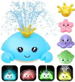 img 4 attached to 🦀 Crab Blue Bath Toys for Toddlers: Light Up Sprinkler Bathtub Toy with Water Spraying Fun, Ideal for Kids Ages 3-6 in Swimming Pools and Bathrooms